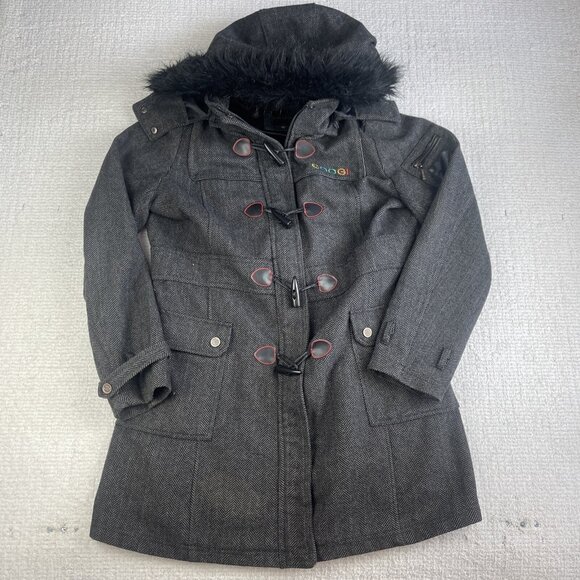 Coogi Coat Women XL Black Faux Fur Removable Hood Parka Jacket Anorak *READ* - Picture 1 of 16